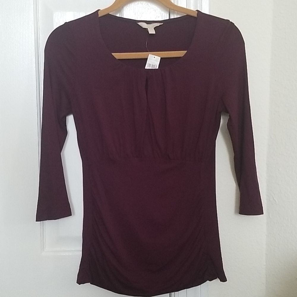 Banana Republic Purple Keyhole 3/4 Sleeve Top NWT